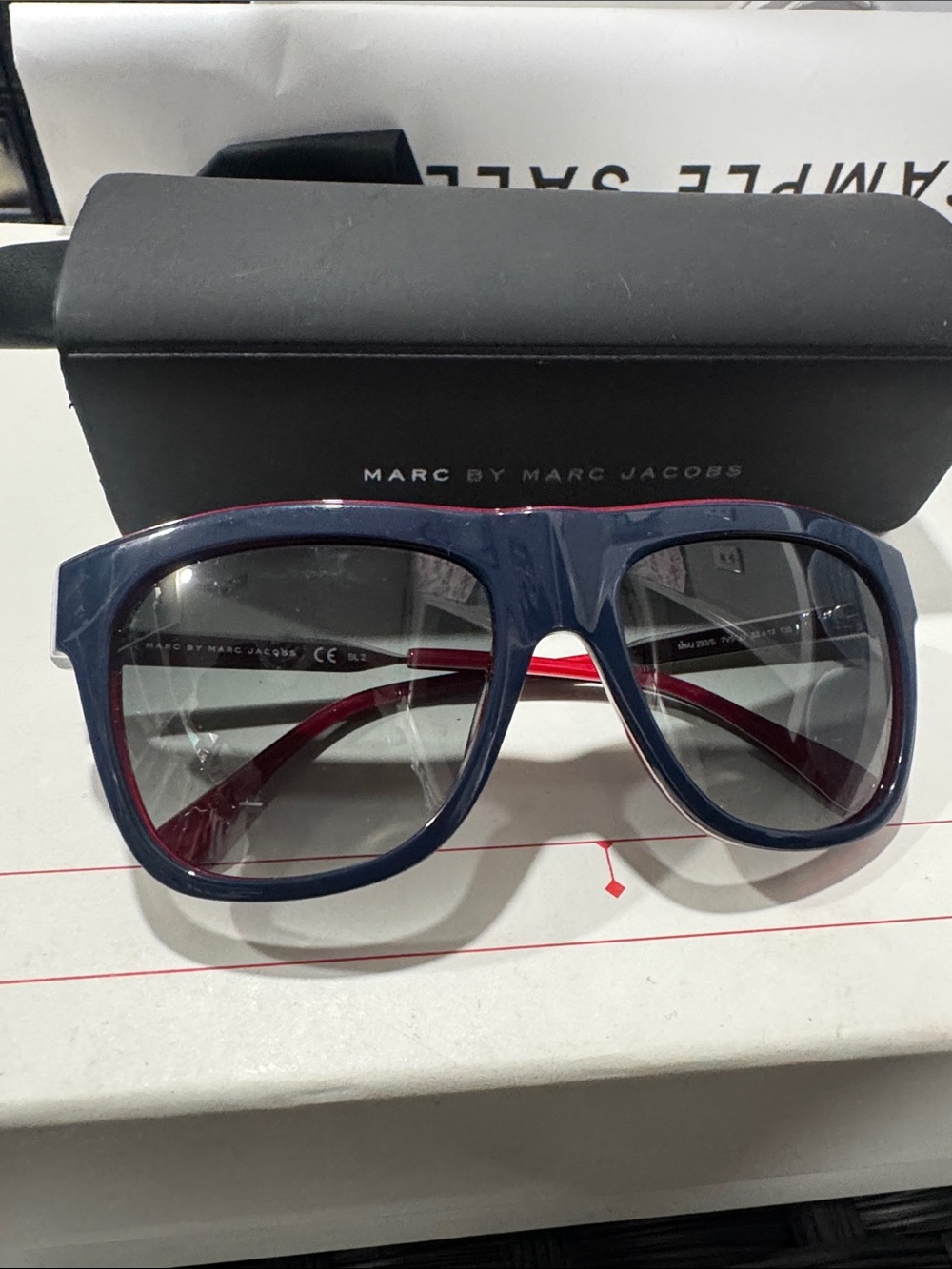 Marc by Marc Jacobs Navy & Red Oversized Square Sunglasses